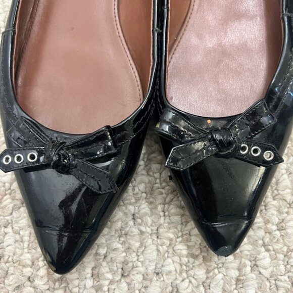 Cole haan pointed toe black flats size 8 bow - Picture 2 of 8